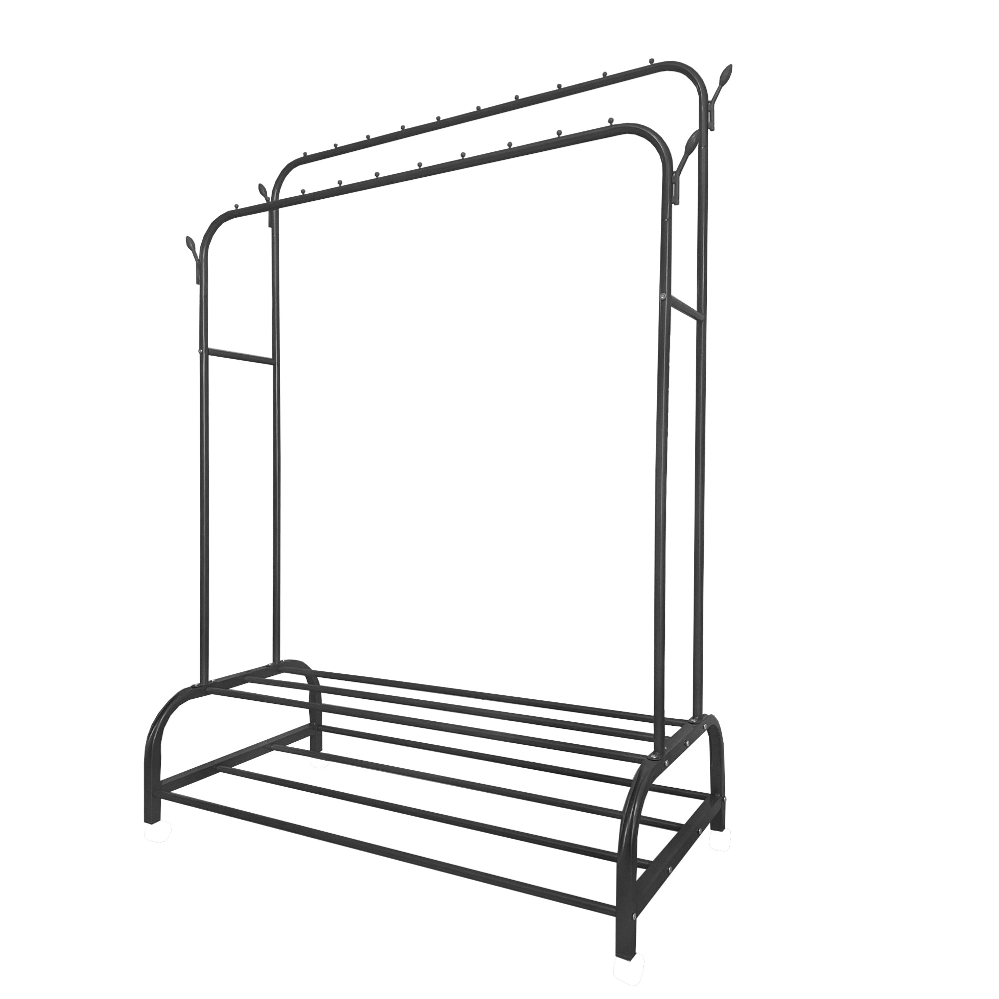 Appendiabiti Donkey Premium Maxi a 2 stand Nyana Home 157x110x56 cm, 2 ripiani sospesi, 4 ganci laterali, 2 ripiani inferiori Nero.