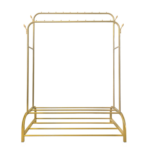 Appendiabiti Donkey Premium Maxi a 2 Stand Nyana Home 157x110x56cm, 2 ripiani sospesi, 4 ganci laterali, 2 ripiani inferiori Oro.