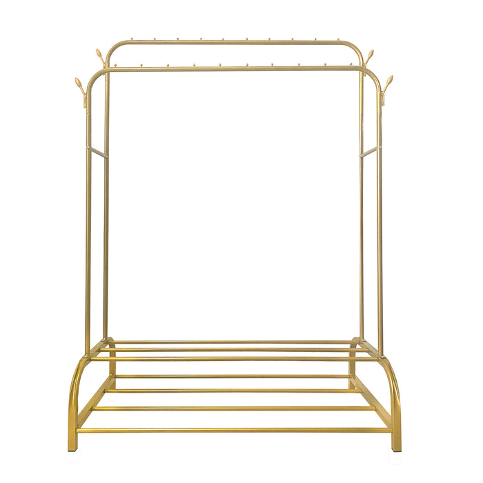 Appendiabiti Donkey Premium Maxi a 2 Stand Nyana Home 157x110x56cm, 2 ripiani sospesi, 4 ganci laterali, 2 ripiani inferiori Oro.