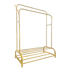 Appendiabiti Donkey Premium Maxi a 2 Stand Nyana Home 157x110x56cm, 2 ripiani sospesi, 4 ganci laterali, 2 ripiani inferiori Oro.