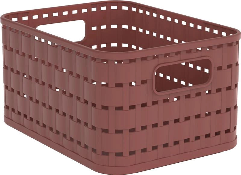 ROTHO CESTA COUNTRY IRON RED IN PLASTICA INTRECCIATO CON FORI PER MANIGLIE MULTIUSO SALVASPAZIO COLORE MARRONE 2 LT 180X14HX10 CM