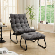 SEDIA DA ESTERNO CON POUF 65x78x86 cm Acciaio Grigio