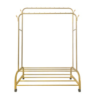 Appendiabiti Donkey Premium Maxi Giro 2 Stand Nyana Home 162x110x57cm, 2 barre appendiabiti, 4 ganci laterali, 2 ripiani inferiori Oro.