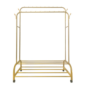 Appendiabiti Donkey Premium Maxi Giro 2 Stand Nyana Home 162x110x57cm, 2 barre appendiabiti, 4 ganci laterali, 2 ripiani inferiori Oro.