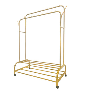 Appendiabiti Donkey Premium Maxi Giro 2 Stand Nyana Home 162x110x57cm, 2 barre appendiabiti, 4 ganci laterali, 2 ripiani inferiori Oro.