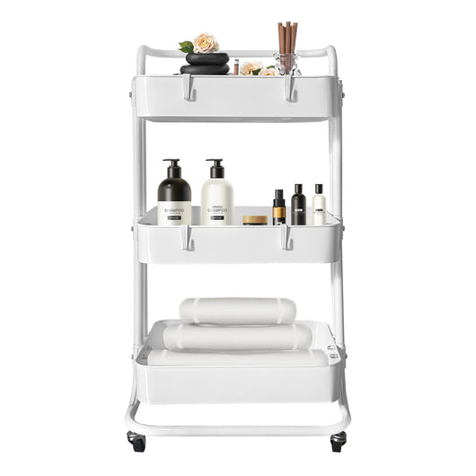 Carrello portaoggetti in metallo Nyana Home 3 ripiani 85x44x37 cm, 3 ripiani Bianco.