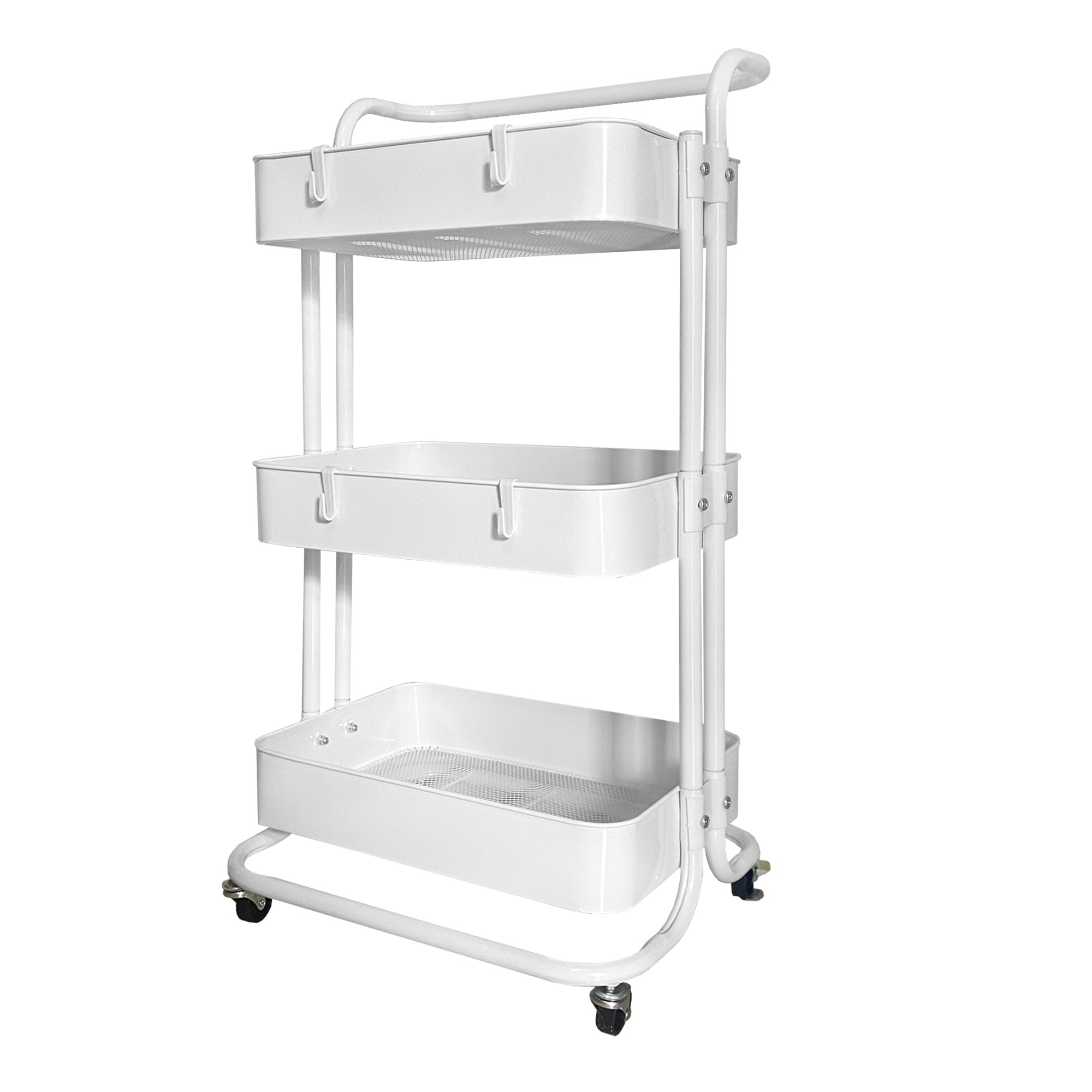 Carrello portaoggetti in metallo Nyana Home 3 ripiani 85x44x37 cm, 3 ripiani Bianco.