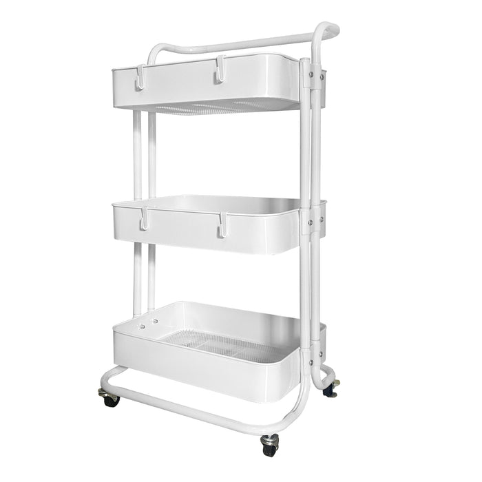Carrello portaoggetti in metallo Nyana Home 3 ripiani 85x44x37 cm, 3 ripiani Bianco.