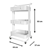 Carrello portaoggetti in metallo Nyana Home 3 ripiani 85x44x37 cm, 3 ripiani Bianco.