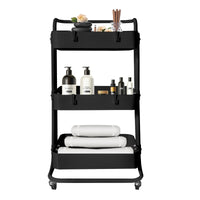 Carrello portaoggetti in metallo Nyana Home 3 ripiani 85x44x37 cm, 3 ripiani Nero.