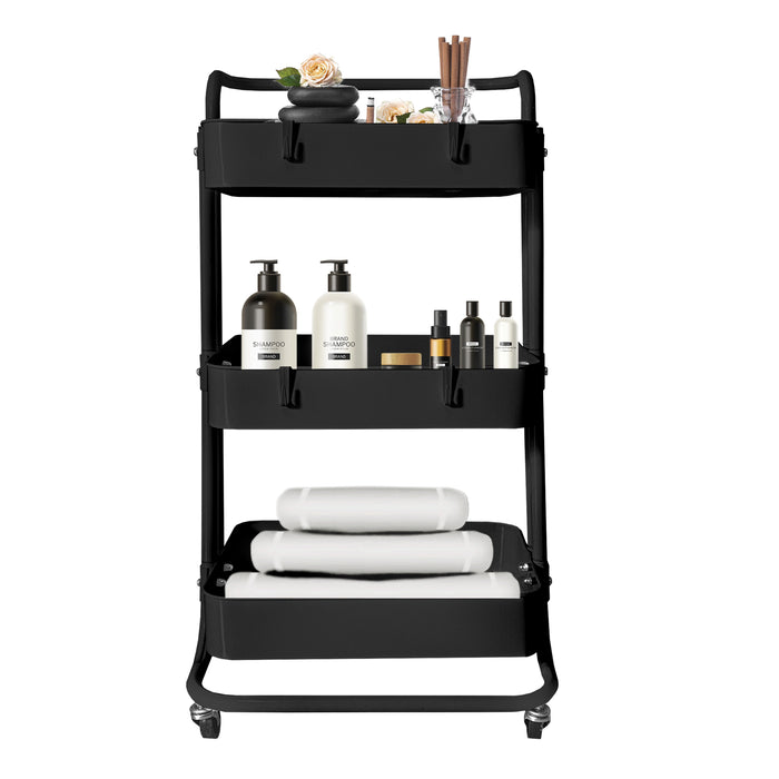 Carrello portaoggetti in metallo Nyana Home 3 ripiani 85x44x37 cm, 3 ripiani Nero.