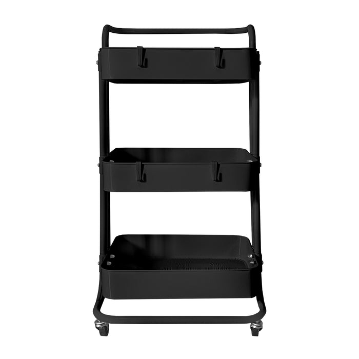 Carrello portaoggetti in metallo Nyana Home 3 ripiani 85x44x37 cm, 3 ripiani Nero.