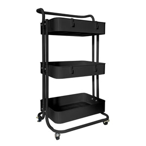 Carrello portaoggetti in metallo Nyana Home 3 ripiani 85x44x37 cm, 3 ripiani Nero.
