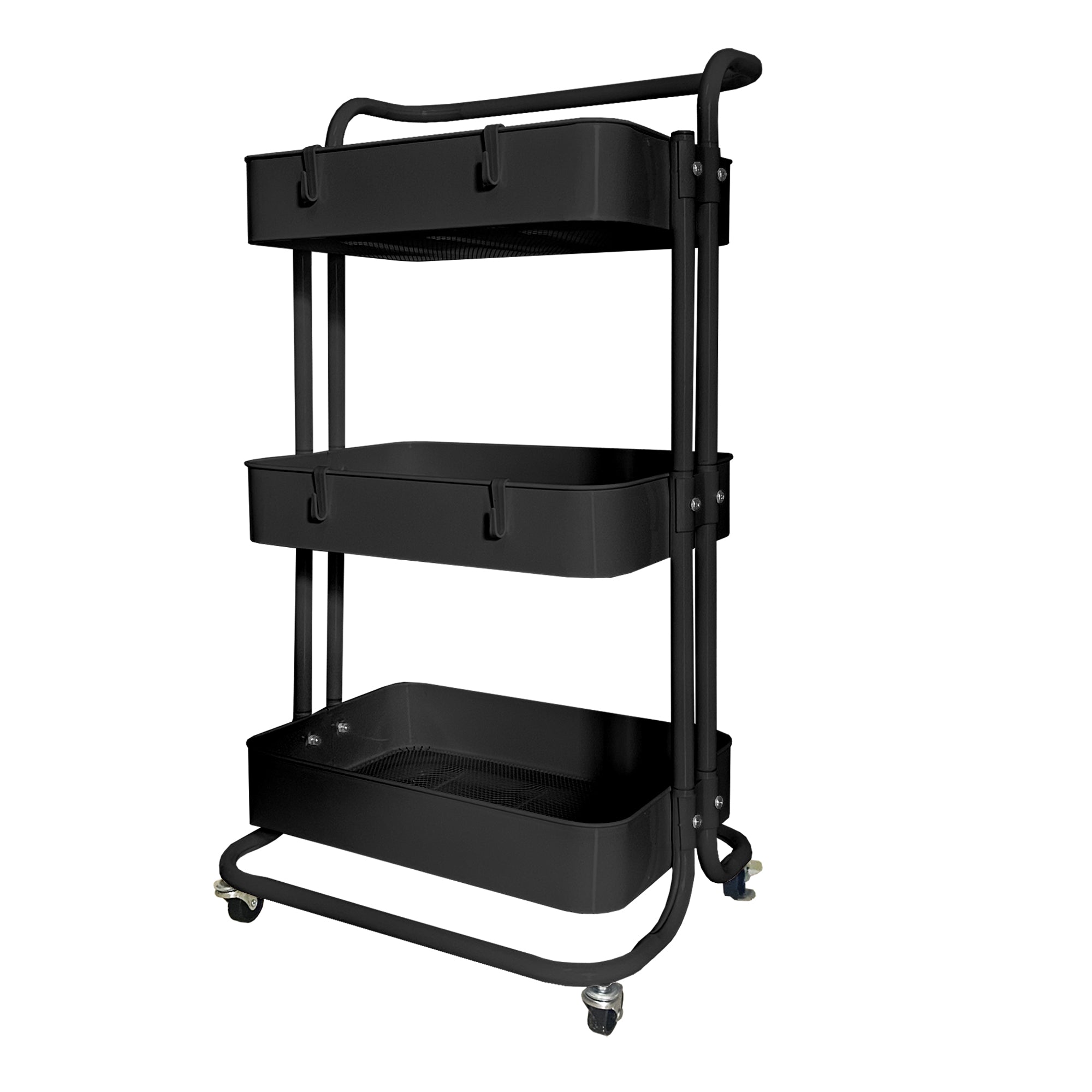Carrello portaoggetti in metallo Nyana Home 3 ripiani 85x44x37 cm, 3 ripiani Nero.