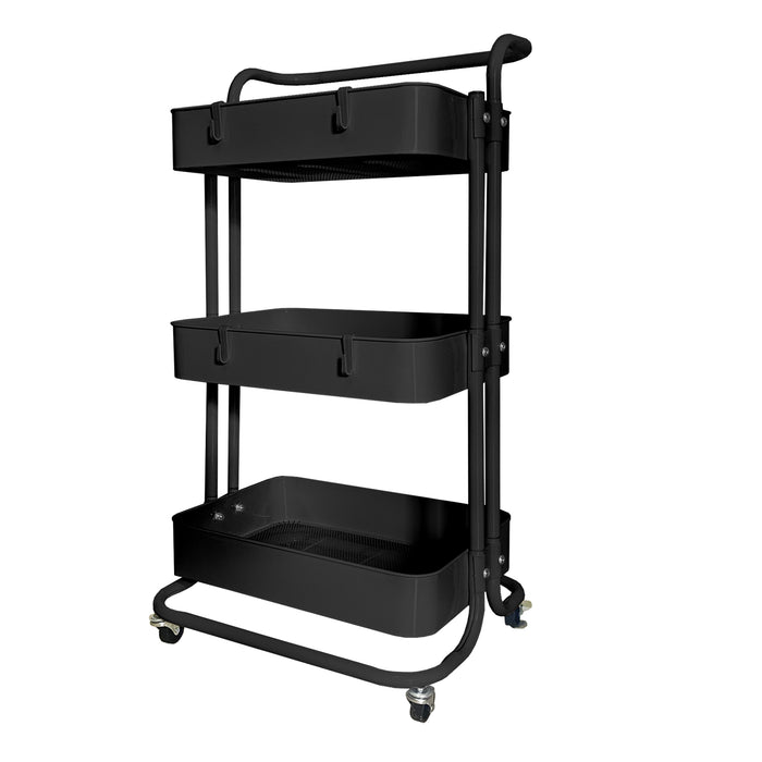 Carrello portaoggetti in metallo Nyana Home 3 ripiani 85x44x37 cm, 3 ripiani Nero.