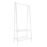 Appendiabiti a forma di asino in metallo Premium ad angolo Nyana Home 151x60x34 cm, 1 ripiano sospeso, 1 ripiano inferiore Bianco.