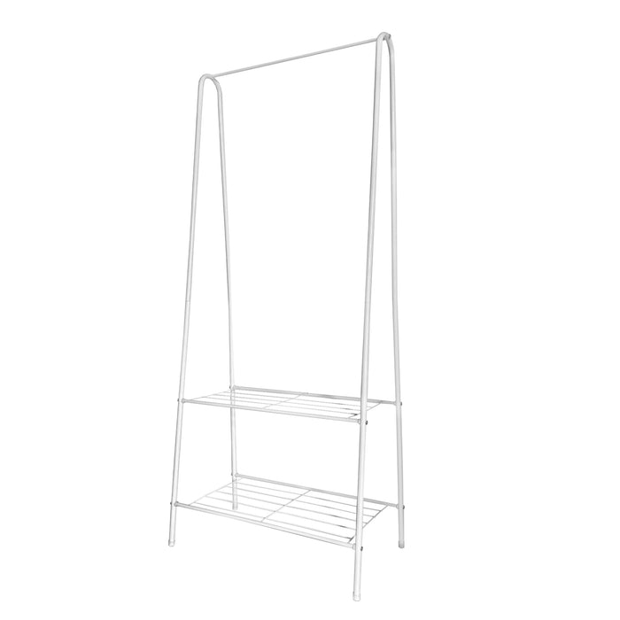 Appendiabiti a forma di asino in metallo Premium ad angolo Nyana Home 151x60x34 cm, 1 ripiano sospeso, 1 ripiano inferiore Bianco.