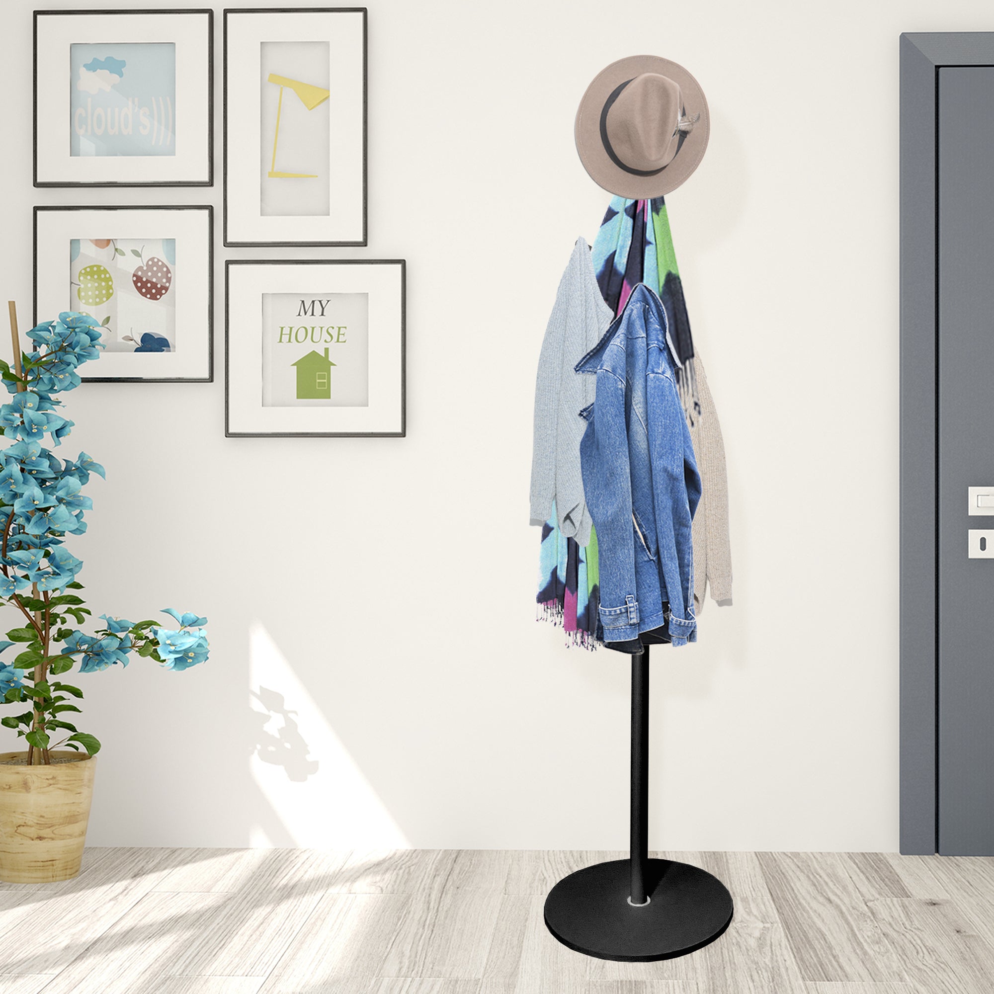 Appendiabiti Premium Solid 8 Grucce Nyana Home 174x40x40 cm Nero