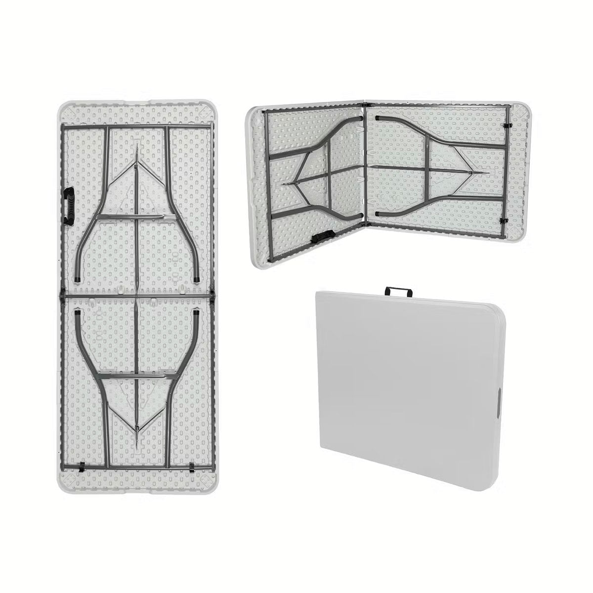 Tavolo Pieghevole Rettangolare in Resina 150x70x74cm Tavolo Multiuso da Esterno, Campeggio, Eventi, Esterno, Interno