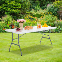 Tavolo Pieghevole Rettangolare in Resina 150x70x74cm Tavolo Multiuso da Esterno, Campeggio, Eventi, Esterno, Interno