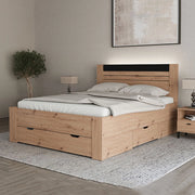 Letto Matrimoniale Kabale, Letto Matrimoniale Dimensione Materasso 160x200 cm, Marrone Rovere Nodi