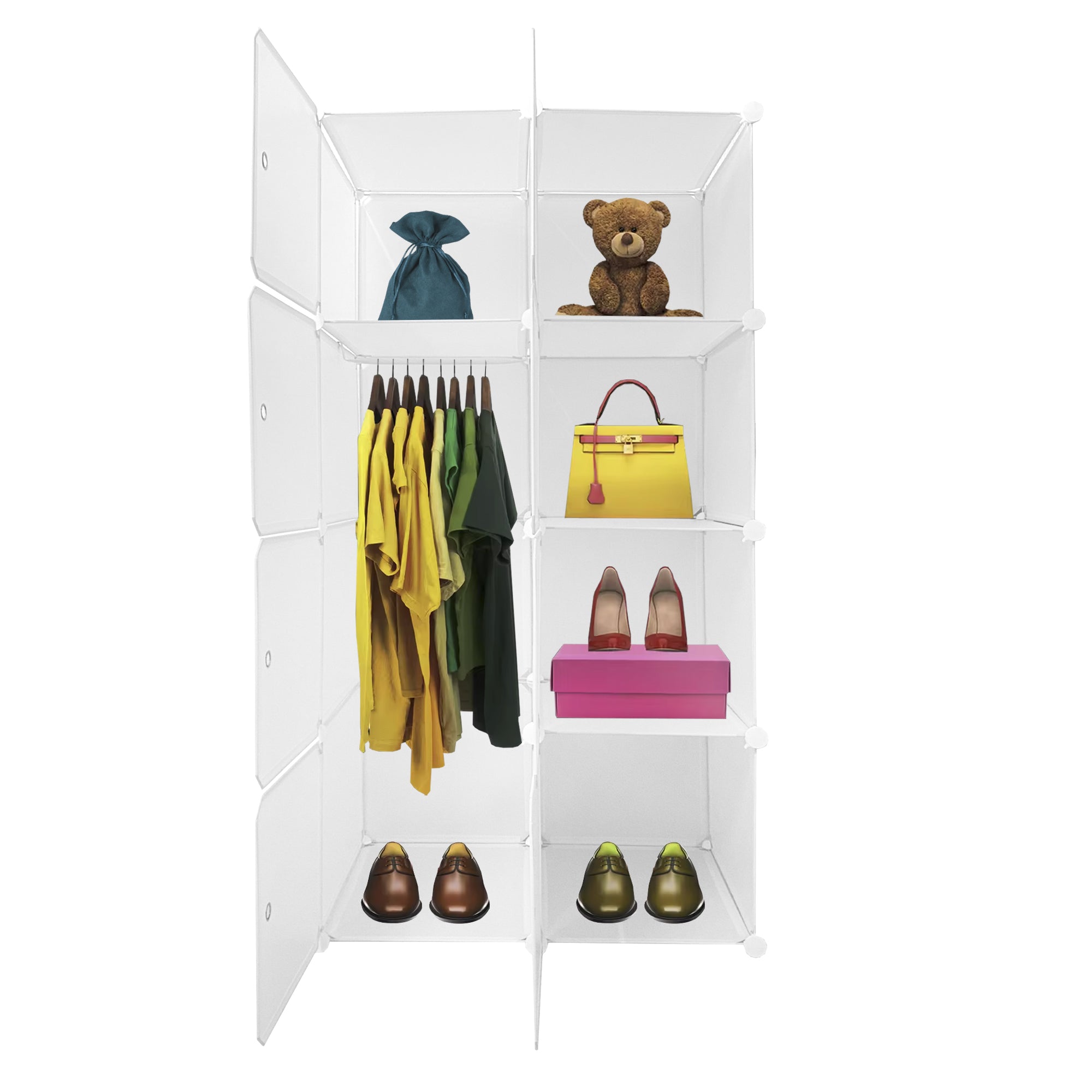 Cubo personalizzabile Guardaroba in scatola Semplicemente Nyana Home 8 Cubes/Porte Organizzazione domestica Appendiabiti Scarpiera 147x75x47 cm Bianco