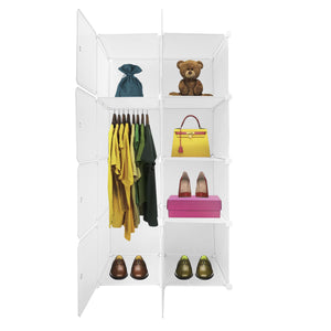 Cubo personalizzabile Guardaroba in scatola Semplicemente Nyana Home 8 Cubes/Porte Organizzazione domestica Appendiabiti Scarpiera 147x75x47 cm Bianco
