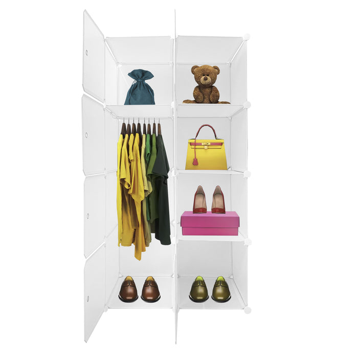 Cubo personalizzabile Guardaroba in scatola Semplicemente Nyana Home 8 Cubes/Porte Organizzazione domestica Appendiabiti Scarpiera 147x75x47 cm Bianco