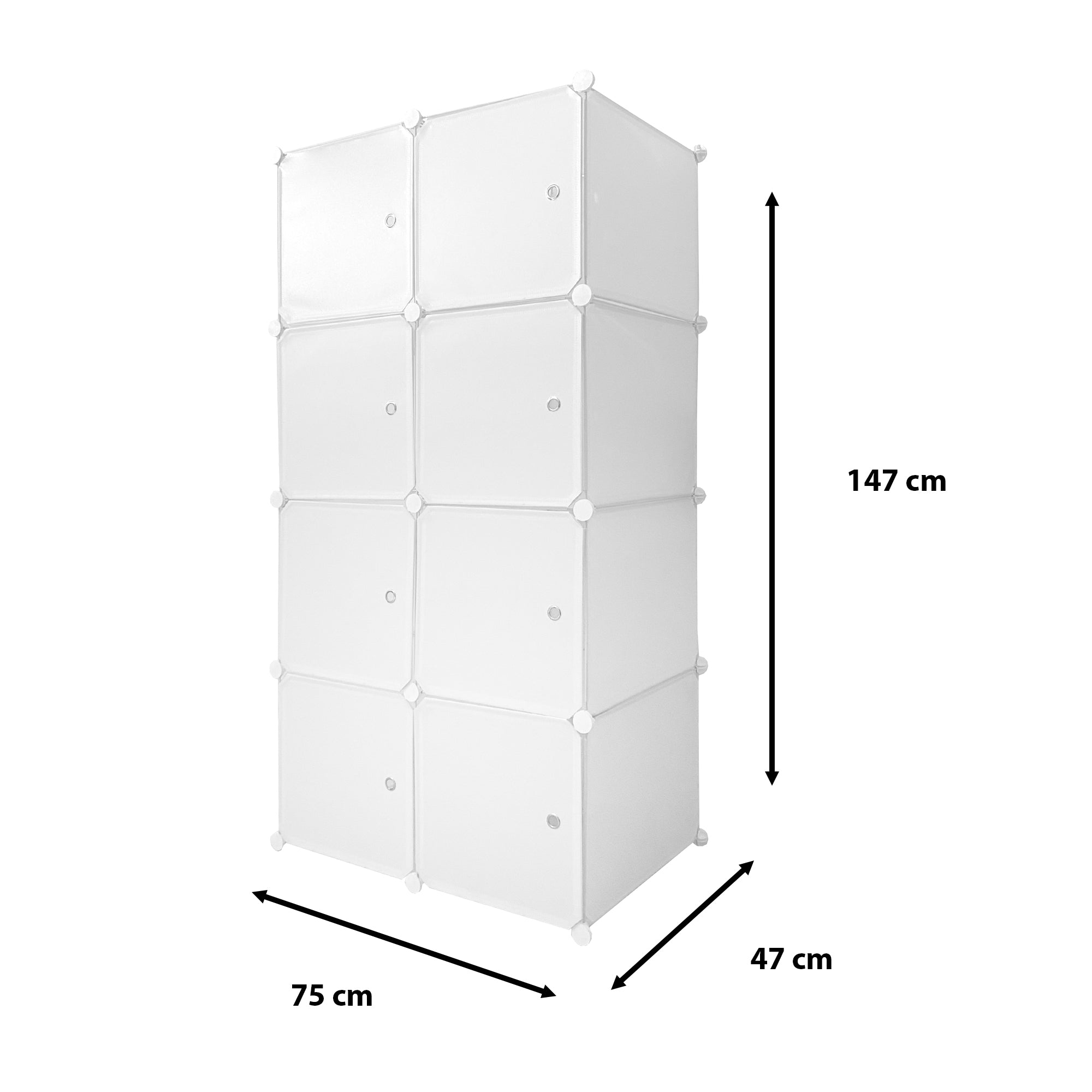 Cubo personalizzabile Guardaroba in scatola Semplicemente Nyana Home 8 Cubes/Porte Organizzazione domestica Appendiabiti Scarpiera 147x75x47 cm Bianco