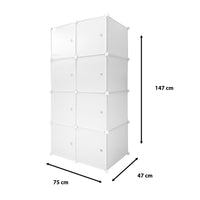 Cubo personalizzabile Guardaroba in scatola Semplicemente Nyana Home 8 Cubes/Porte Organizzazione domestica Appendiabiti Scarpiera 147x75x47 cm Bianco