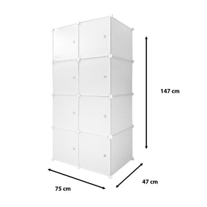 Cubo personalizzabile Guardaroba in scatola Semplicemente Nyana Home 8 Cubes/Porte Organizzazione domestica Appendiabiti Scarpiera 147x75x47 cm Bianco
