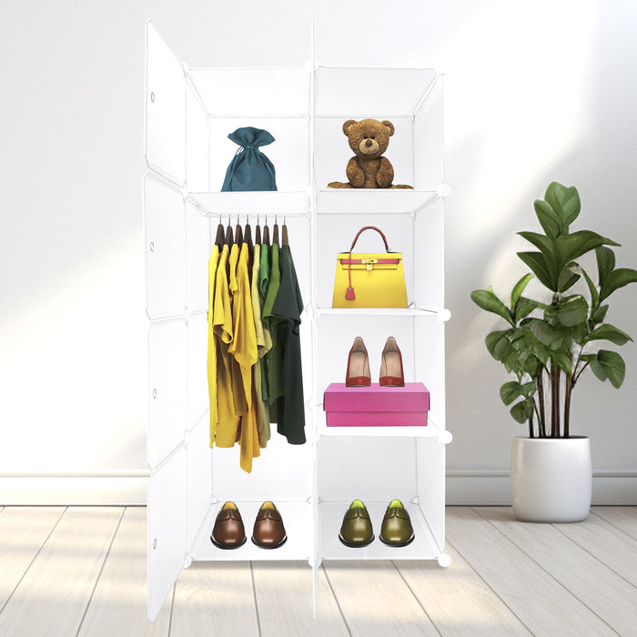 Cubo personalizzabile Guardaroba in scatola Semplicemente Nyana Home 8 Cubes/Porte Organizzazione domestica Appendiabiti Scarpiera 147x75x47 cm Bianco