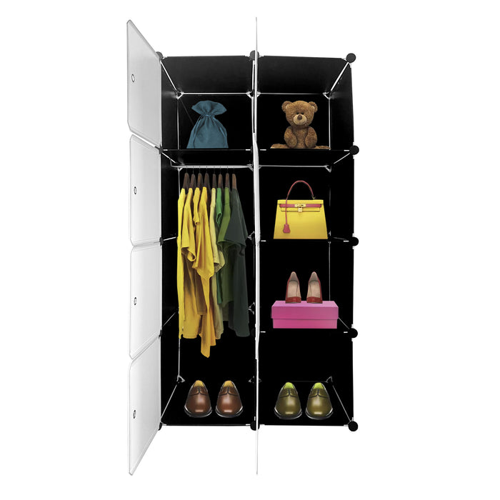 Cubo personalizzabile Guardaroba in scatola Semplicemente Nyana Home 8 Cubes/Doors Organizzazione domestica Appendiabiti Scarpiera 147x75x47 cm Nero
