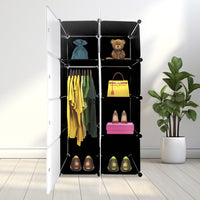 Cubo personalizzabile Guardaroba in scatola Semplicemente Nyana Home 8 Cubes/Doors Organizzazione domestica Appendiabiti Scarpiera 147x75x47 cm Nero