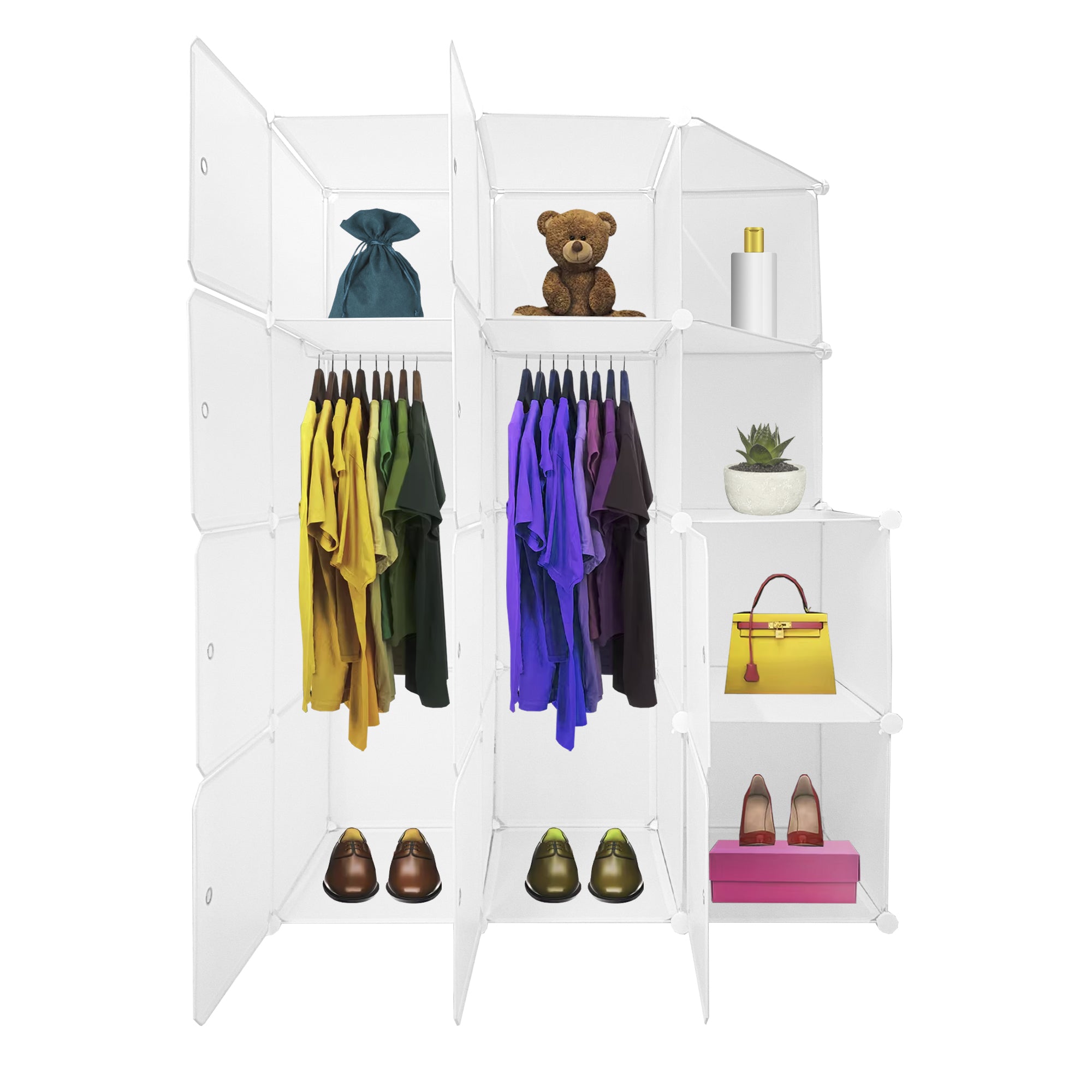 Cubo personalizzabile Guardaroba Boxed Nyana Home 10 Cubes/Doors Organizzazione domestica Appendiabiti Scarpiera 147x110x47 cm Bianco