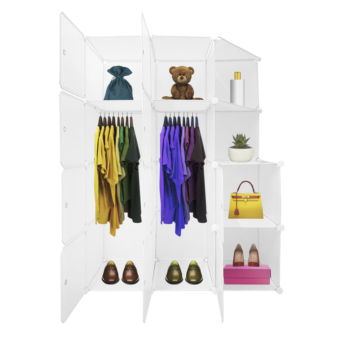 Cubo personalizzabile Guardaroba Boxed Nyana Home 10 Cubes/Doors Organizzazione domestica Appendiabiti Scarpiera 147x110x47 cm Bianco