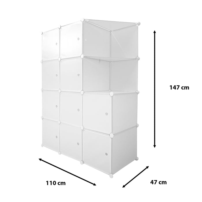 Cubo personalizzabile Guardaroba Boxed Nyana Home 10 Cubes/Doors Organizzazione domestica Appendiabiti Scarpiera 147x110x47 cm Bianco