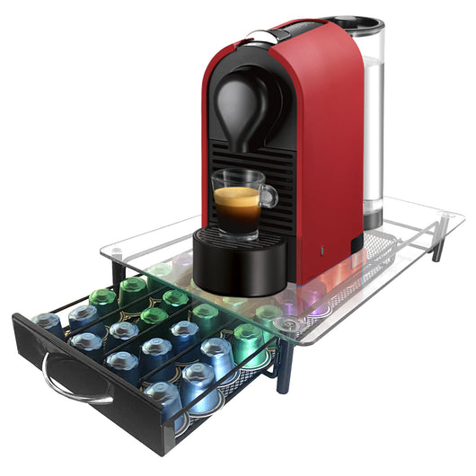 Supporto Organizzatore per Capsule Nespresso Nyana Home | Capacità 40 Capsule | Compatibilità Nespresso | Coperchio in Vetro | Supporto in Metallo | Manico di Estrazione