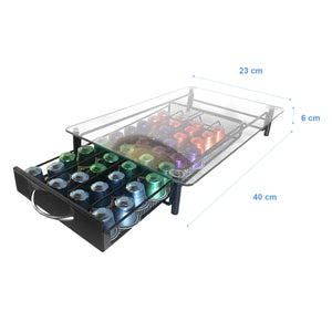 Supporto Organizzatore per Capsule Nespresso Nyana Home | Capacità 40 Capsule | Compatibilità Nespresso | Coperchio in Vetro | Supporto in Metallo | Manico di Estrazione