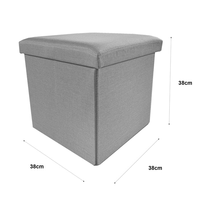 Pouf ottomano portaoggetti quadrato pieghevole 38x38x38 cm | Nyana Casa | Stile ottomano | Poliestere resistente | Nero, grigio e beige