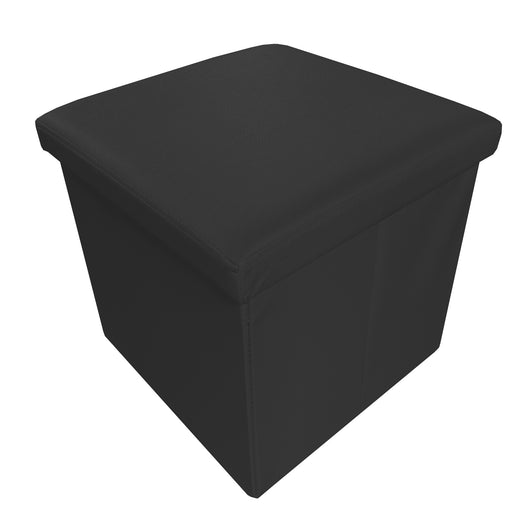 Puff Ottomano Quadrato Portaoggetti Pieghevole in Similpelle 38x38x38cm | Nyana Casa | Stile ottomano | Similpelle resistente | Nero, grigio e beige