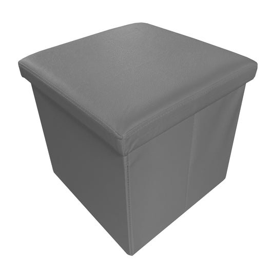 Puff Ottomano Quadrato Portaoggetti Pieghevole in Similpelle 38x38x38cm | Nyana Casa | Stile ottomano | Similpelle resistente | Nero, grigio e beige