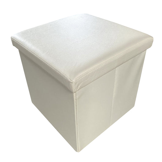 Puff Ottomano Quadrato Portaoggetti Pieghevole in Similpelle 38x38x38cm | Nyana Casa | Stile ottomano | Similpelle resistente | Nero, grigio e beige