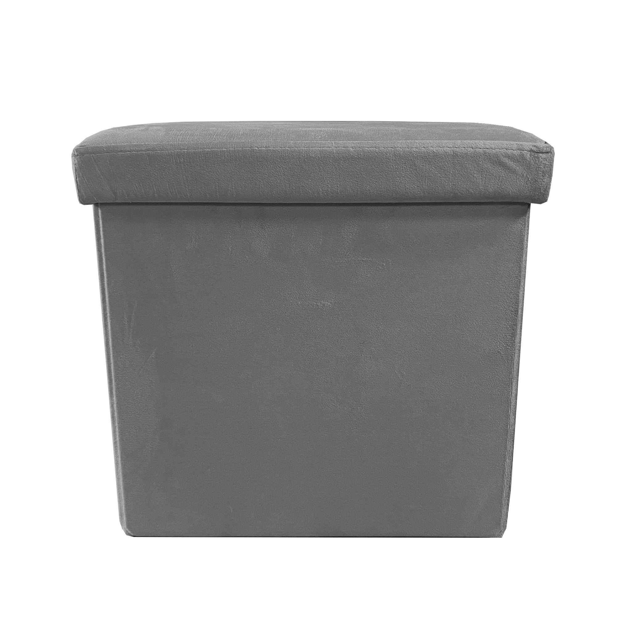Pouf portaoggetti quadrato pieghevole in velluto 38x38x38 cm | Nyana Casa | Stile ottomano | Morbido velluto | Nero, grigio e beige