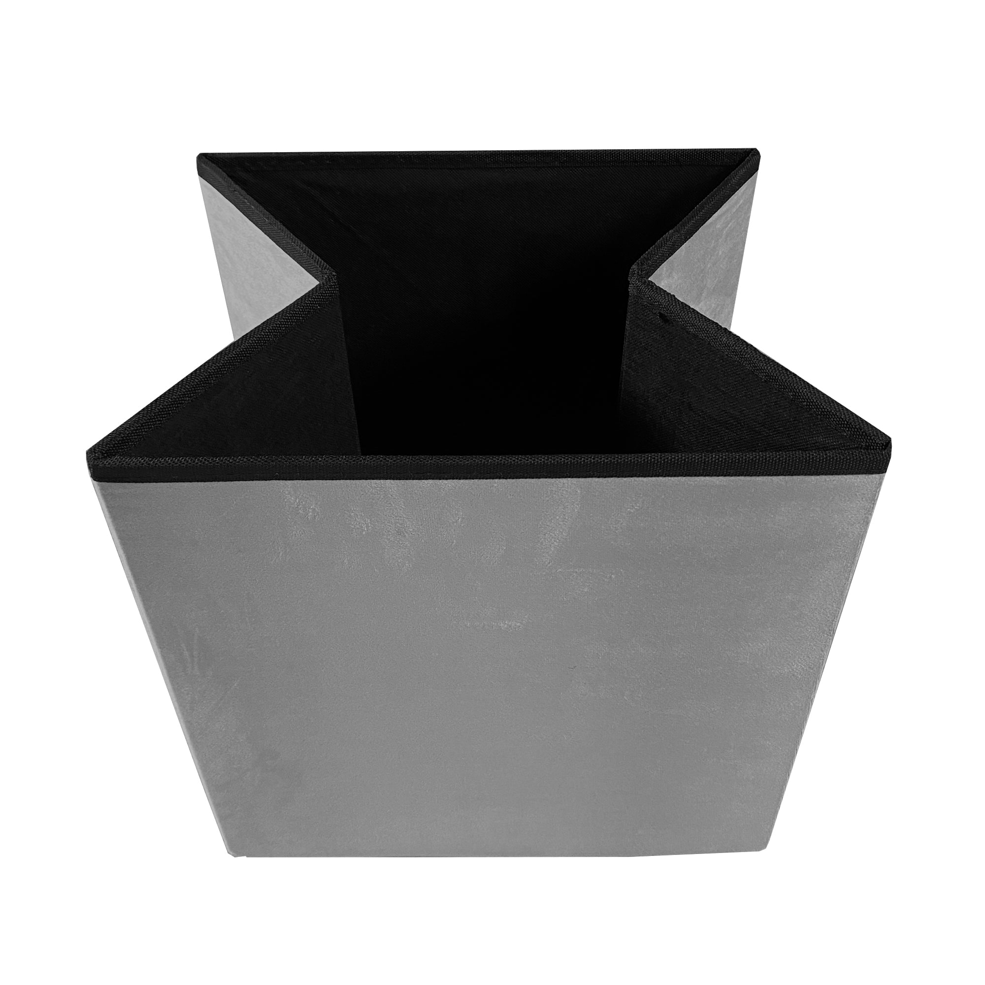 Pouf portaoggetti quadrato pieghevole in velluto 38x38x38 cm | Nyana Casa | Stile ottomano | Morbido velluto | Nero, grigio e beige