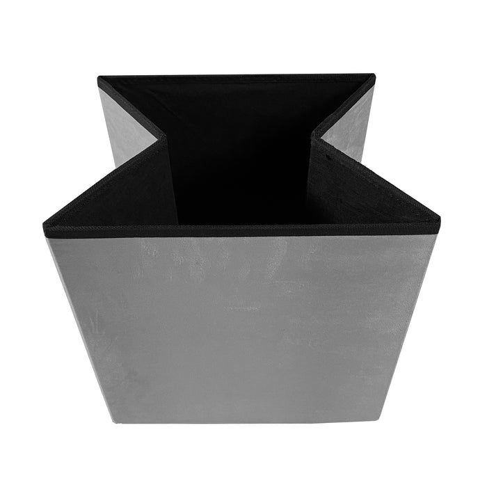 Pouf portaoggetti quadrato pieghevole in velluto 38x38x38 cm | Nyana Casa | Stile ottomano | Morbido velluto | Nero, grigio e beige