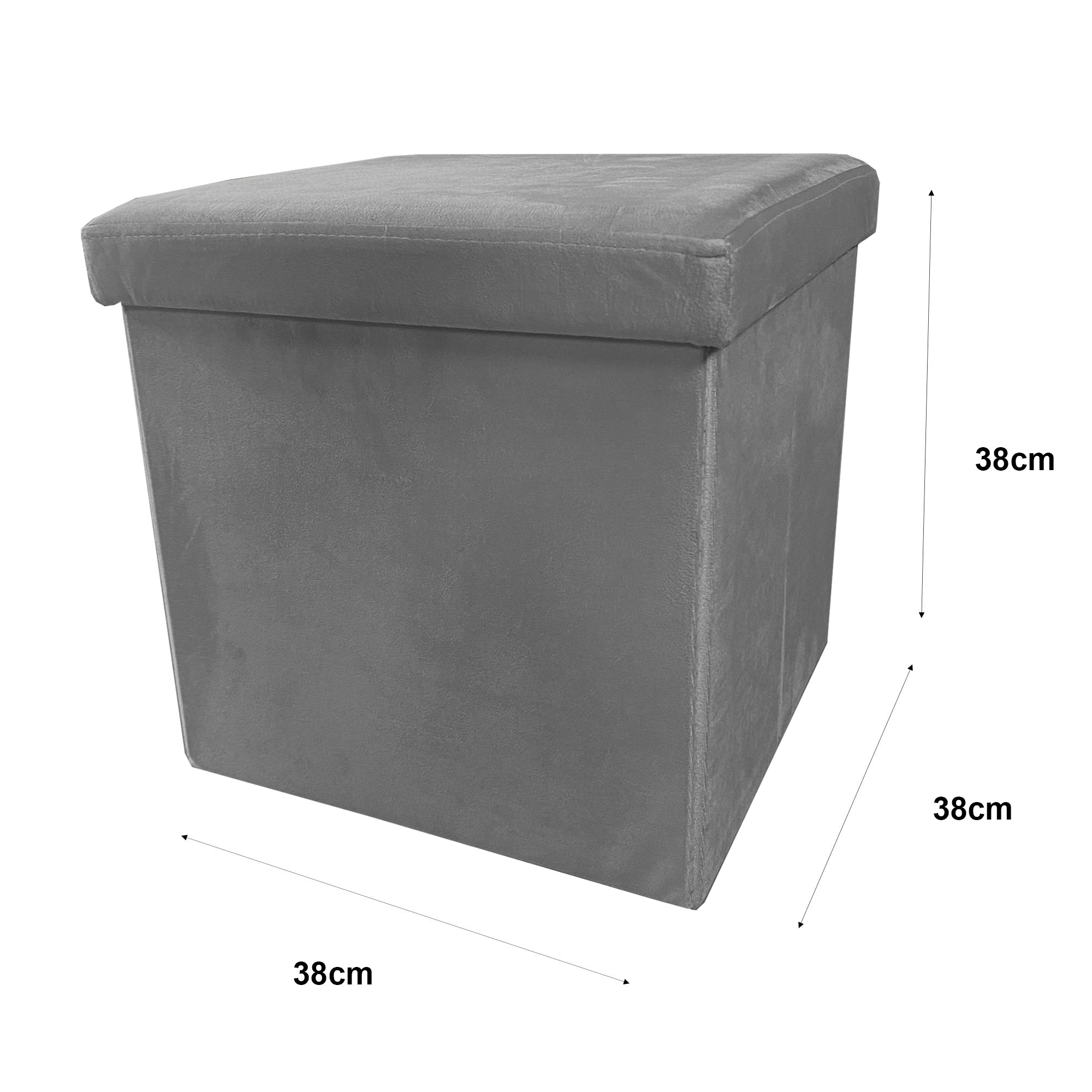 Pouf portaoggetti quadrato pieghevole in velluto 38x38x38 cm | Nyana Casa | Stile ottomano | Morbido velluto | Nero, grigio e beige