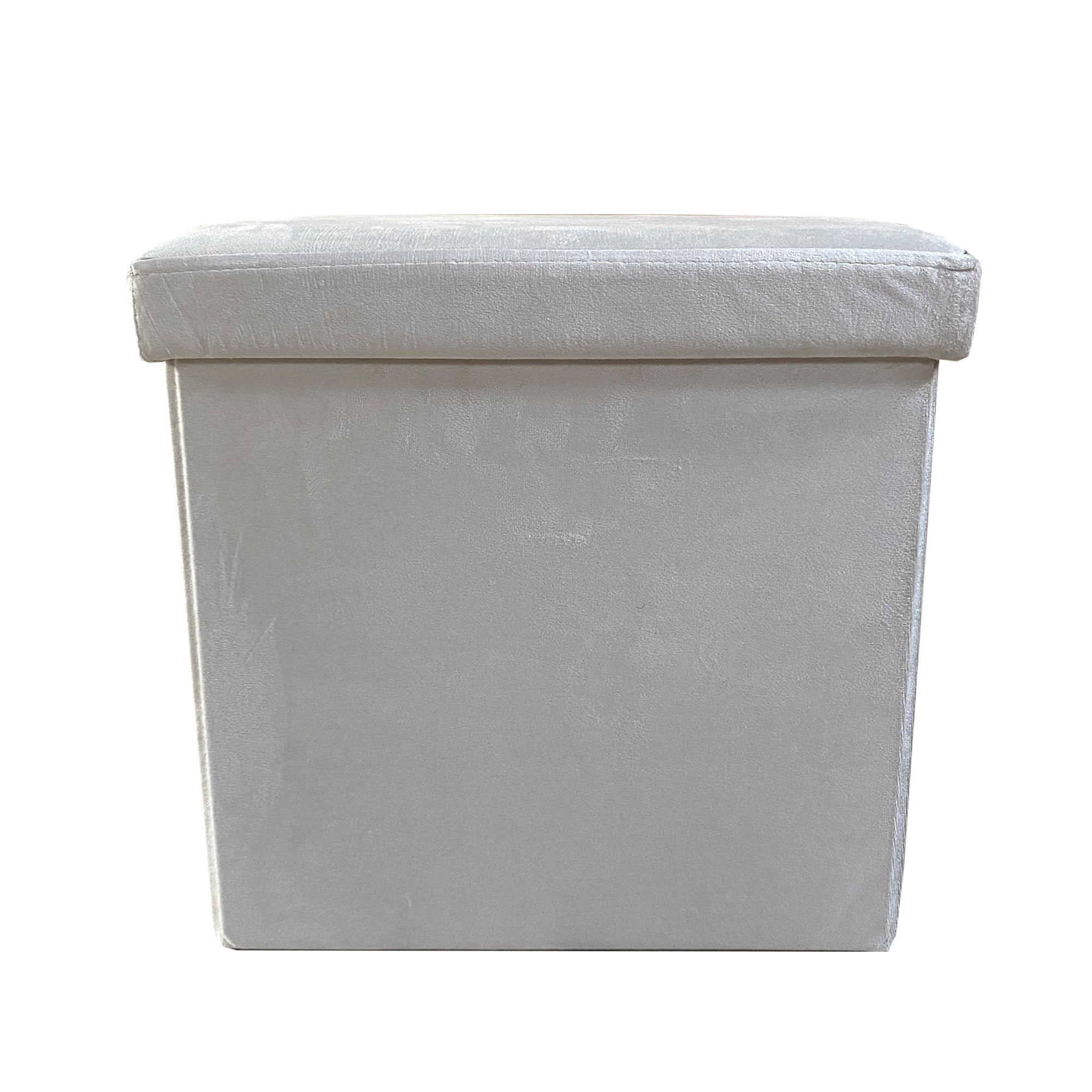 Pouf portaoggetti quadrato pieghevole in velluto 38x38x38 cm | Nyana Casa | Stile ottomano | Morbido velluto | Nero, grigio e beige