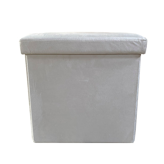 Pouf portaoggetti quadrato pieghevole in velluto 38x38x38 cm | Nyana Casa | Stile ottomano | Morbido velluto | Nero, grigio e beige