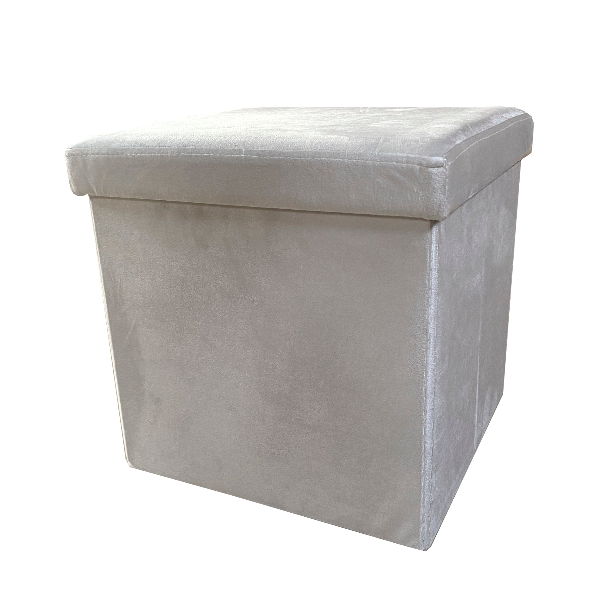 Pouf portaoggetti quadrato pieghevole in velluto 38x38x38 cm | Nyana Casa | Stile ottomano | Morbido velluto | Nero, grigio e beige